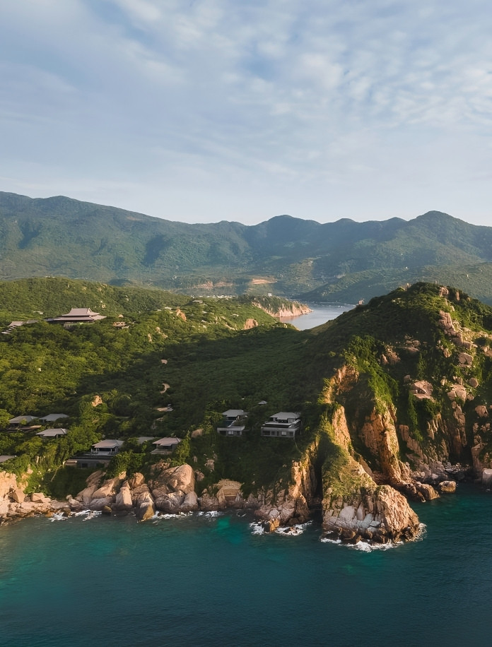 Amanoi luxury wellness resort overlooking Vinh Hy Bay in Vietnam