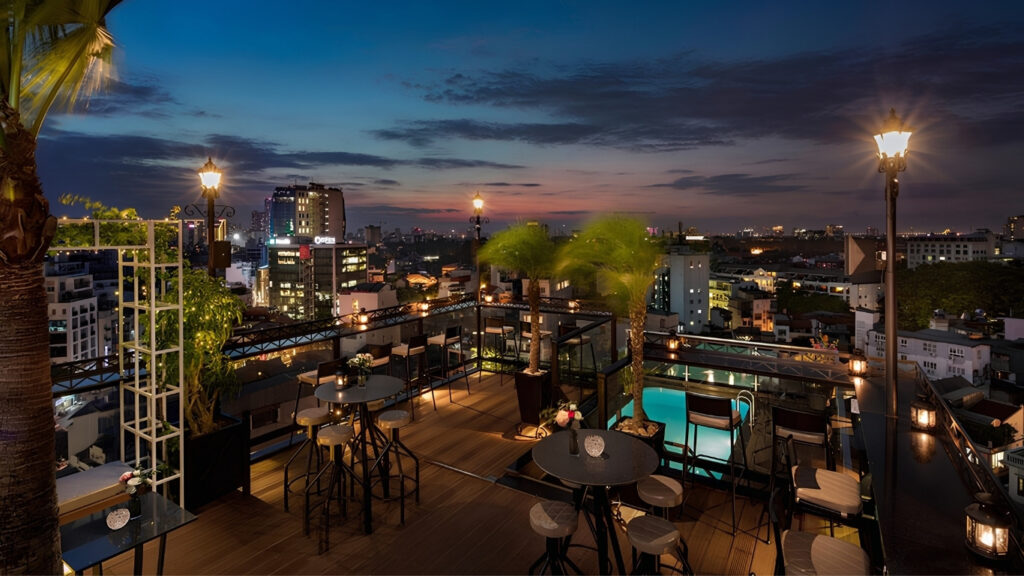 Rooftop hotel view in Hanoi Vietnam