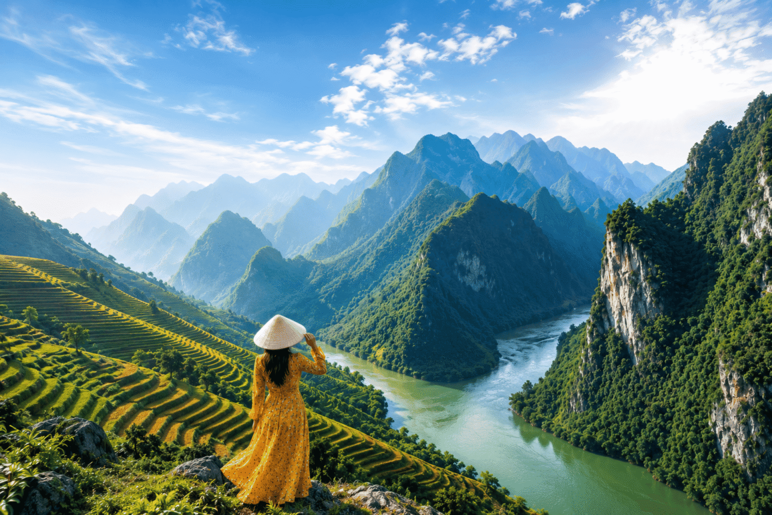 Du Lịch Miền Bắc Việt Nam: Cẩm Nang Khám Phá Núi Non, Văn Hóa & Thiên Nhiên Tuyệt Đẹp 🇻🇳 1 North Vietnam travel landscape with mountains and rice terraces