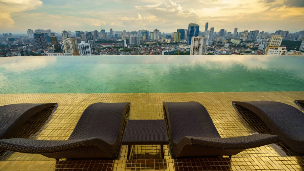 Infinity pool hotel in Saigon Vietnam
