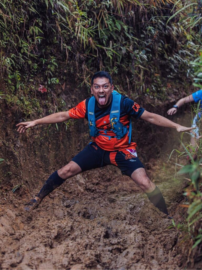 Muddy trekking trail in Sapa after rain