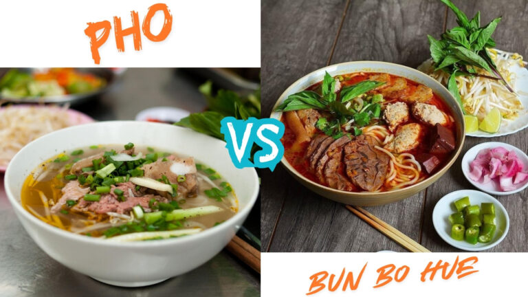 Alt Text: Pho vs Bun Bo Hue traditional Vietnamese noodle soups side by side