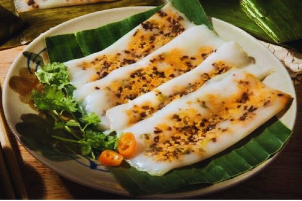 Vegetarian banh nam wrapped in banana leaves from Hue Vietnam