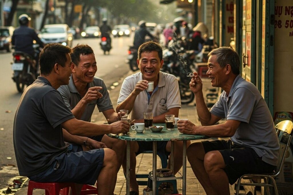 Vietnamese Customs and Traditions: Why Vietnam Feels So Different—and So Welcoming 3 Local residents chatting at a neighborhood café in Vietnam