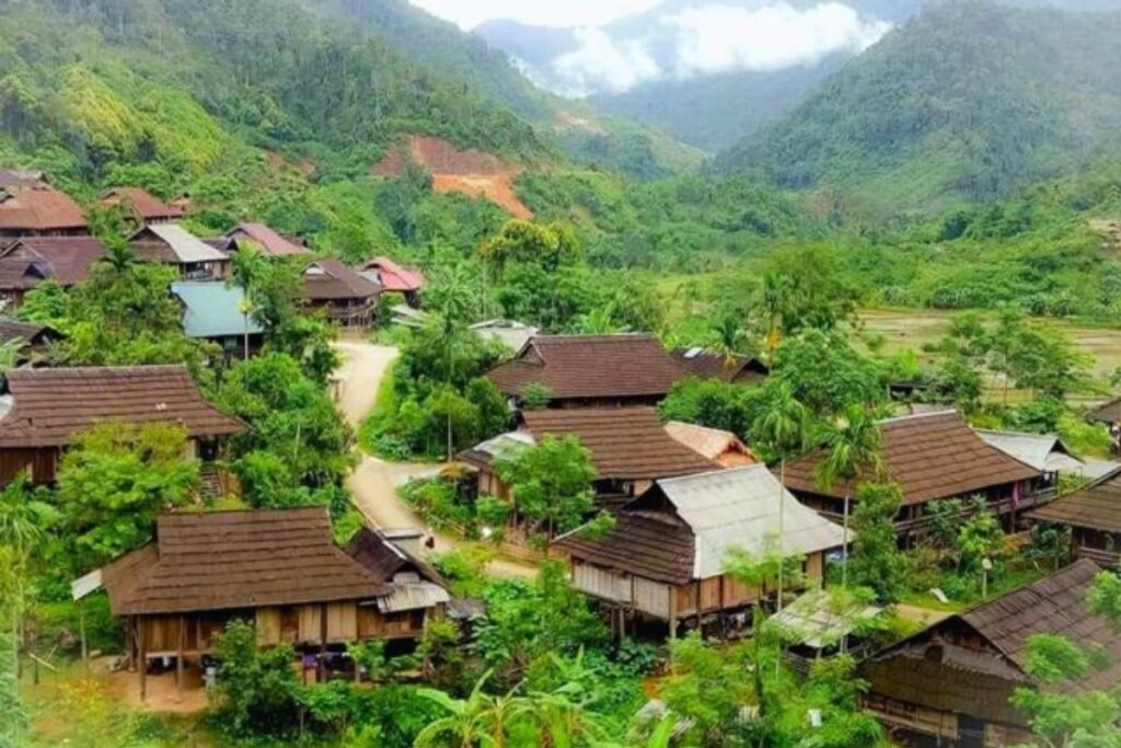 Traditional stilt house in a Thai ethnic village in Vietnam
