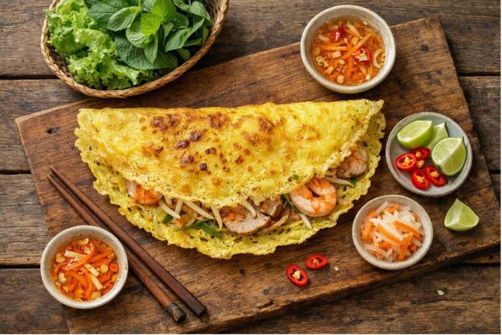 Ho Chi Minh City Food Guide: What to Eat in Vietnam's Food Capital 9 Vietnamese crispy pancake with herbs