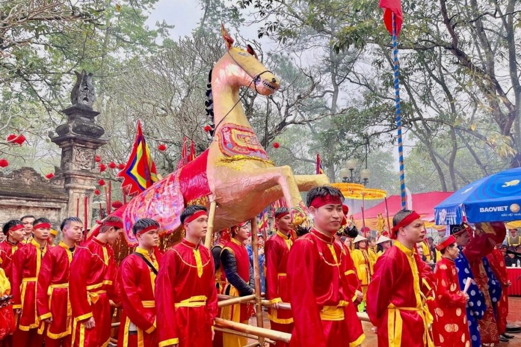 Traditional procession during the Giong Festival in northern Vietnam