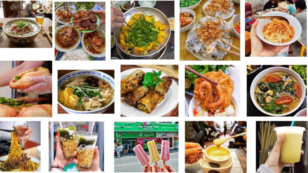 Hanoi Food Guide: 15 Must-Try Dishes & Where to Eat Like a Local 1 Hanoi Food Guide showcasing the best street food in Hanoi, including pho, bun cha, banh cuon, and egg coffee.