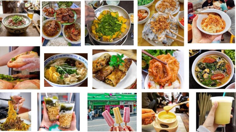 Hanoi Food Guide showcasing the best street food in Hanoi, including pho, bun cha, banh cuon, and egg coffee.