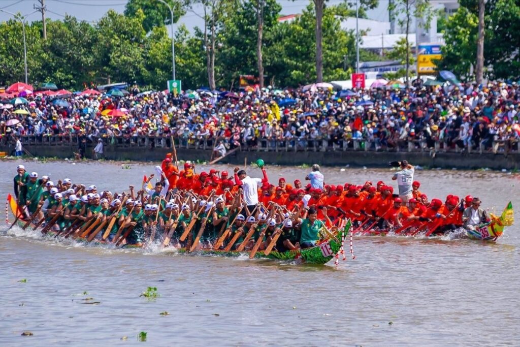 Ngo boat race during Ok Om Bok Festival in Vietnam's Mekong Delta