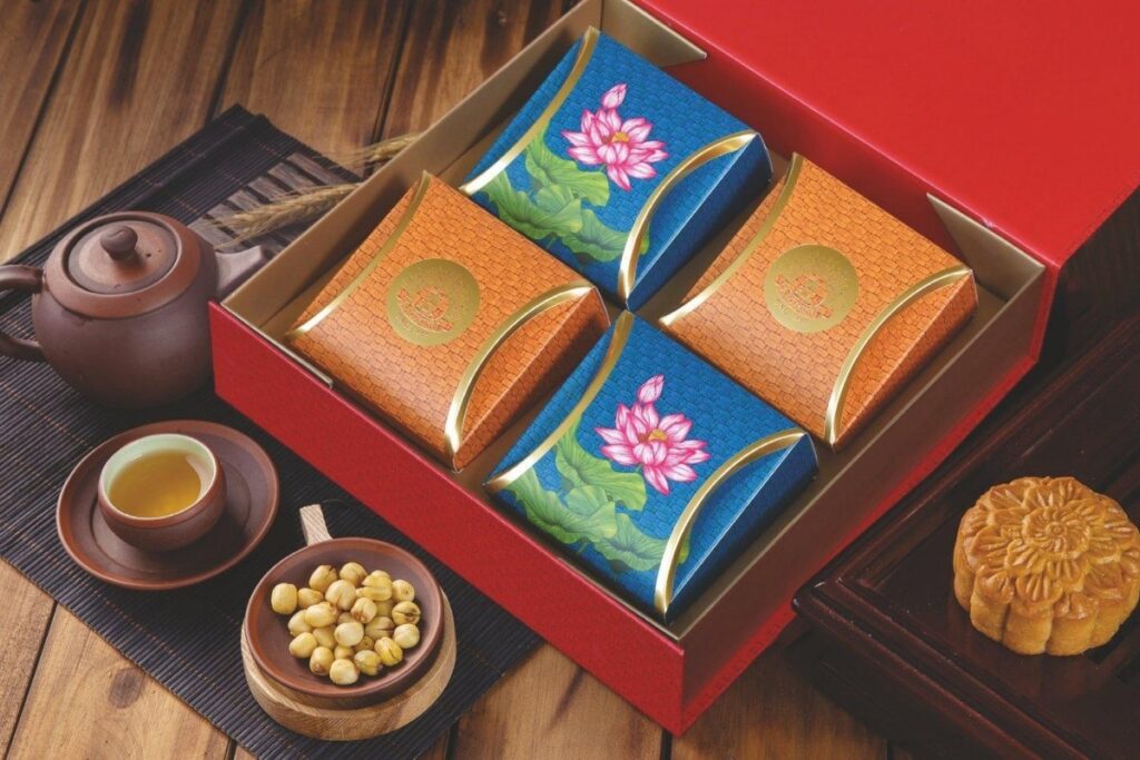 Traditional Vietnamese mooncakes prepared for the Mid-Autumn Festival