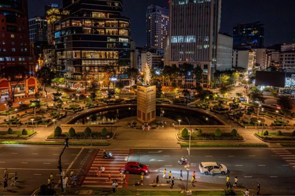Ordinary street life in Vietnam at the end of the day