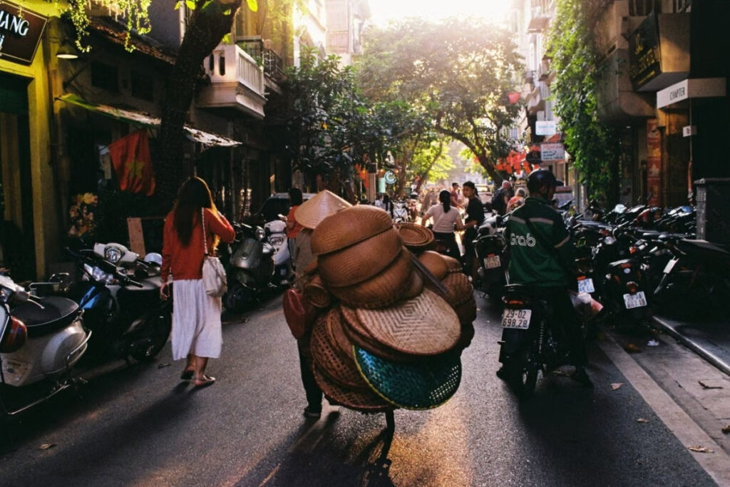 A foreign visitor observing everyday life in Vietnam