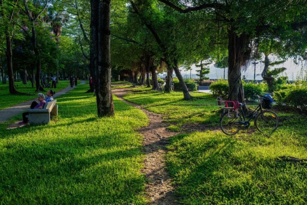 People enjoying outdoor activities in Vietnam during the early morning