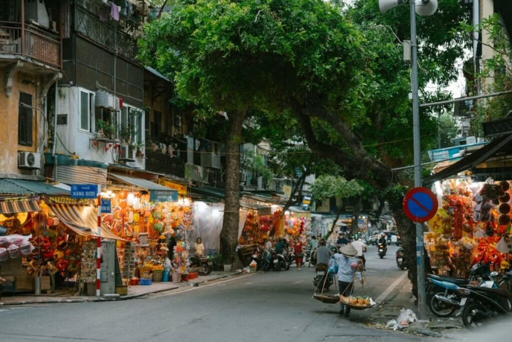 Small Vietnamese business adapting its street-side space
