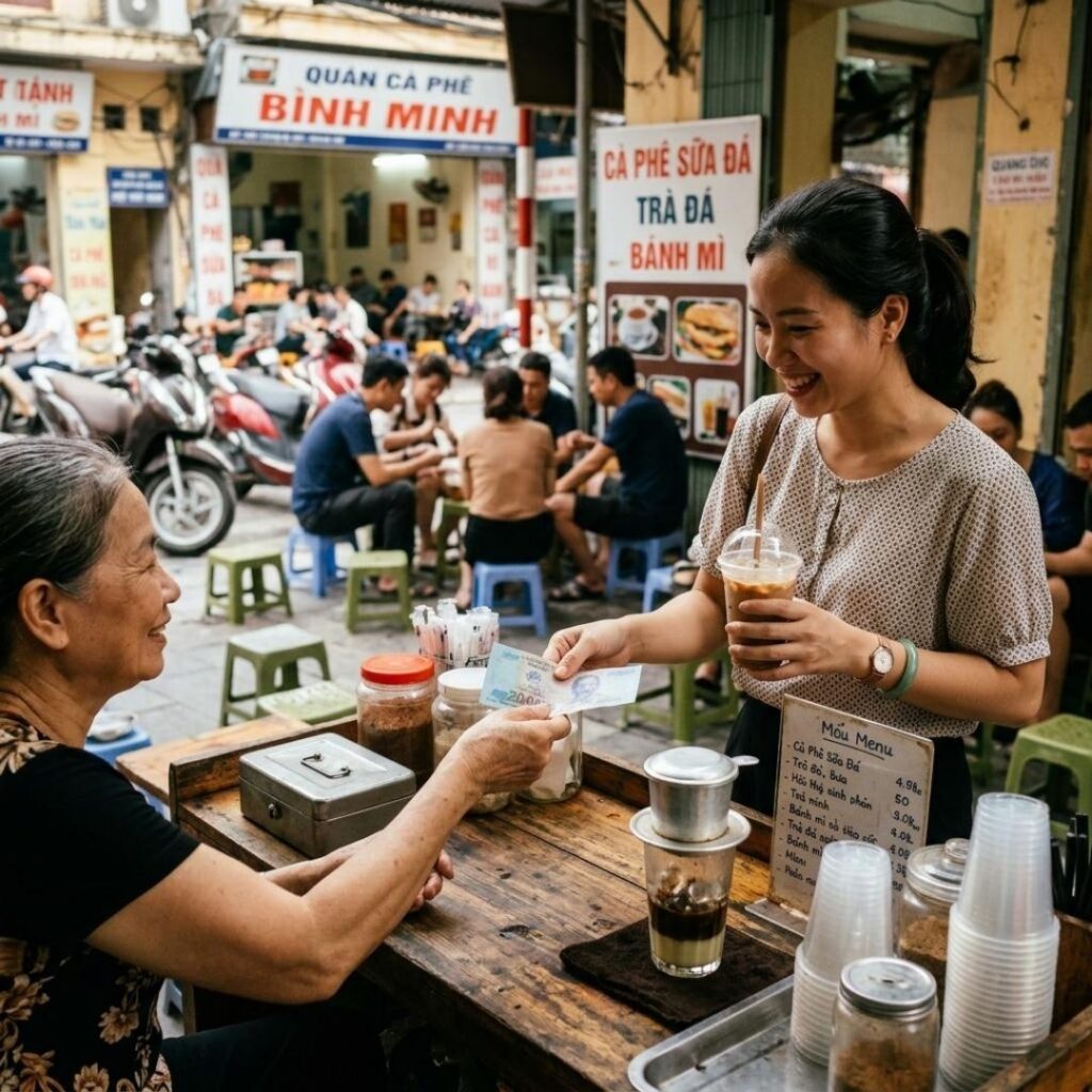 Local customers at a neighborhood café in Vietnam