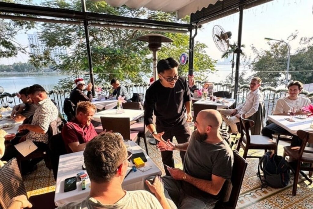 Morning coffee routine at a neighborhood café in Vietnam